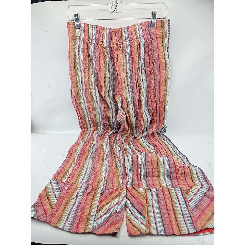 Free People Red Brown Combo Striped Wide Leg Pants - Picture 4 of 5